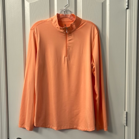 Emerald 18 Light Orange 1-2 Zip Pullover Top Size Large - Picture 2 of 10
